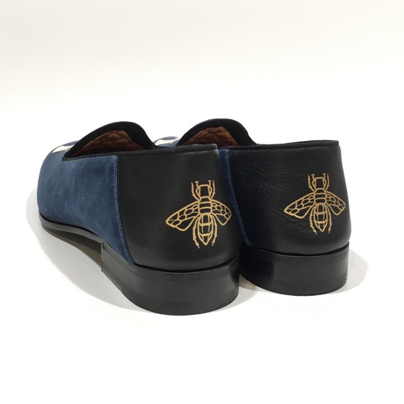 Gucci NY Yankees Velvet Loafers -Blue -Mens US 8.5 - Picture 2 of 16